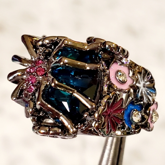 925 stamped sterling silver Crystal spider accent rings size 6 7 8 9 - Picture 10 of 16